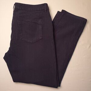 Loft Marisa Linen Blend Pants Size 10 Mid Rise Tapered Leg Navy Blue Color